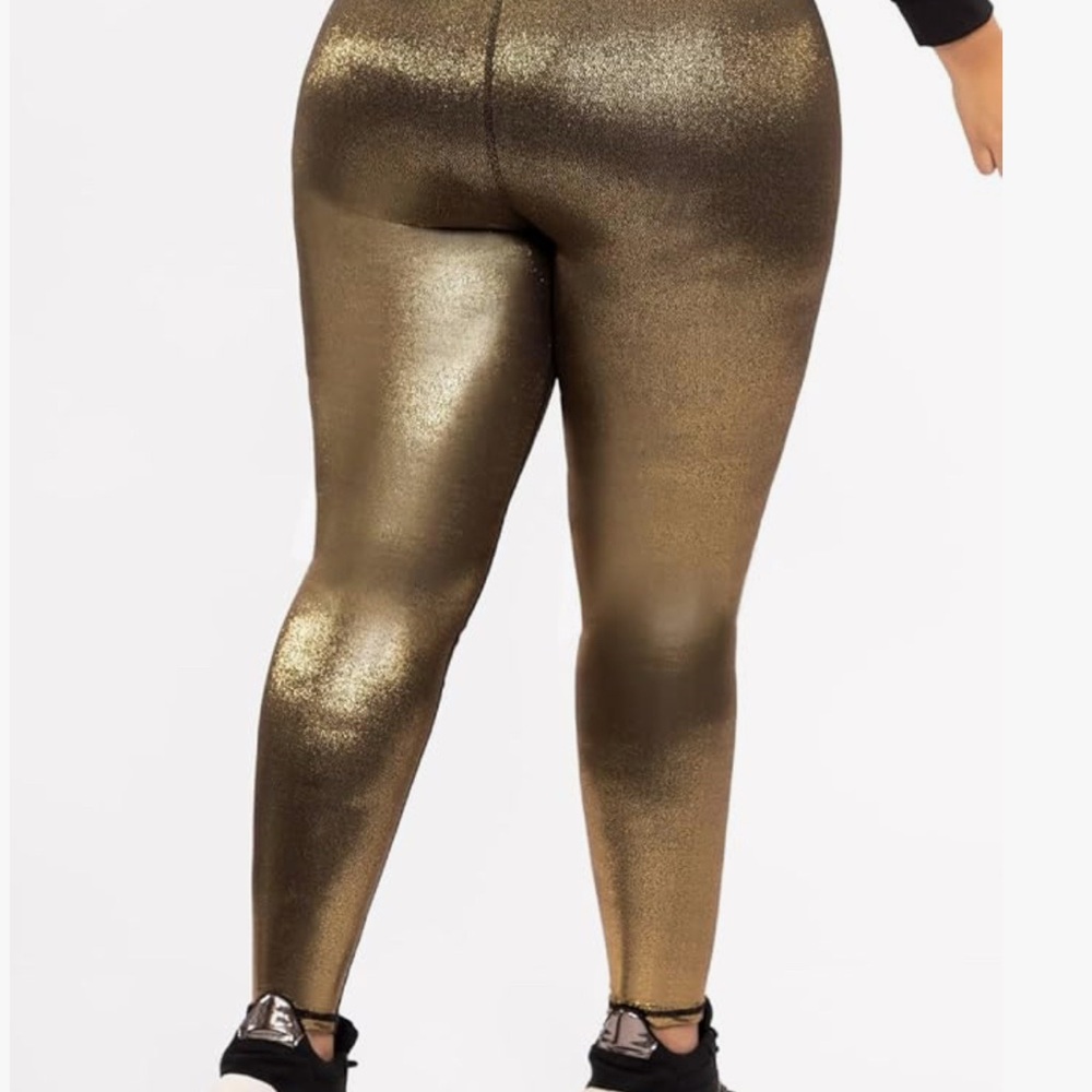 Gold Leopard Print Women's Leggings - Picture 3 of 3